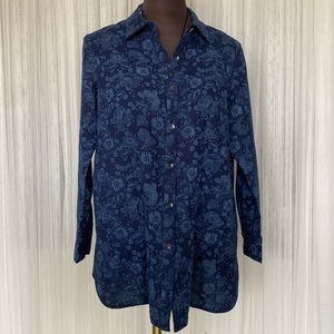 Pure J.Jill “Bluchinois” tunic/blouse flowers Size S petite